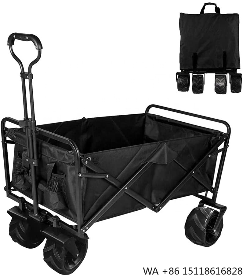 Outdoor Furniture Set - 新型大容量大型ホイールブレーキ付きポータブルローリングヘビーデューティー折りたたみ式カートユーティリティ折りたたみキャンプワゴン