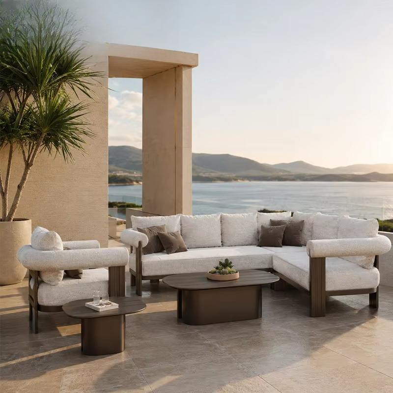 Outdoor Furniture L Shape - # 高級ヴィラソファセット モダンアルミ製L字型 アウトドアセット ガーデン家具 メタルパティオ家具