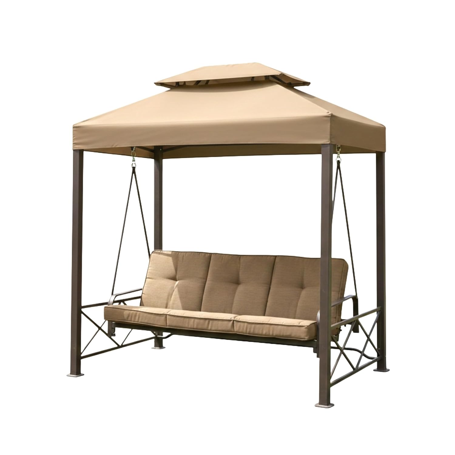 Outdoor Furniture Gazebo - 3人掛けスイングガゼボ用の耐久性のある交換用キャノピートップカバー、クラシックサンド、350、カスタマイズ可能