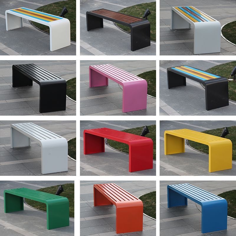 Outdoor Furniture Bench - 1m～1.8m 冷間圧延鋼板製メタルベンチ 公園 屋外用椅子 ガーデンロングベンチ ショッピングモールベンチ