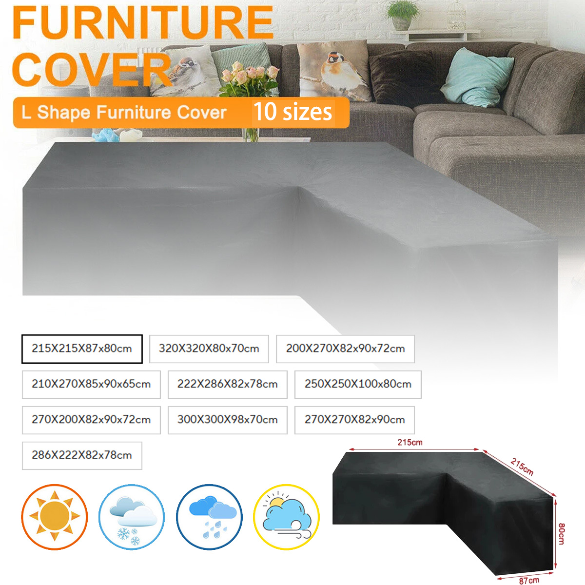 Outdoor Furniture L Shape - L字型家具防水カバー屋外ガーデンパティオラタンソファ防塵V字型防カビカバー黒