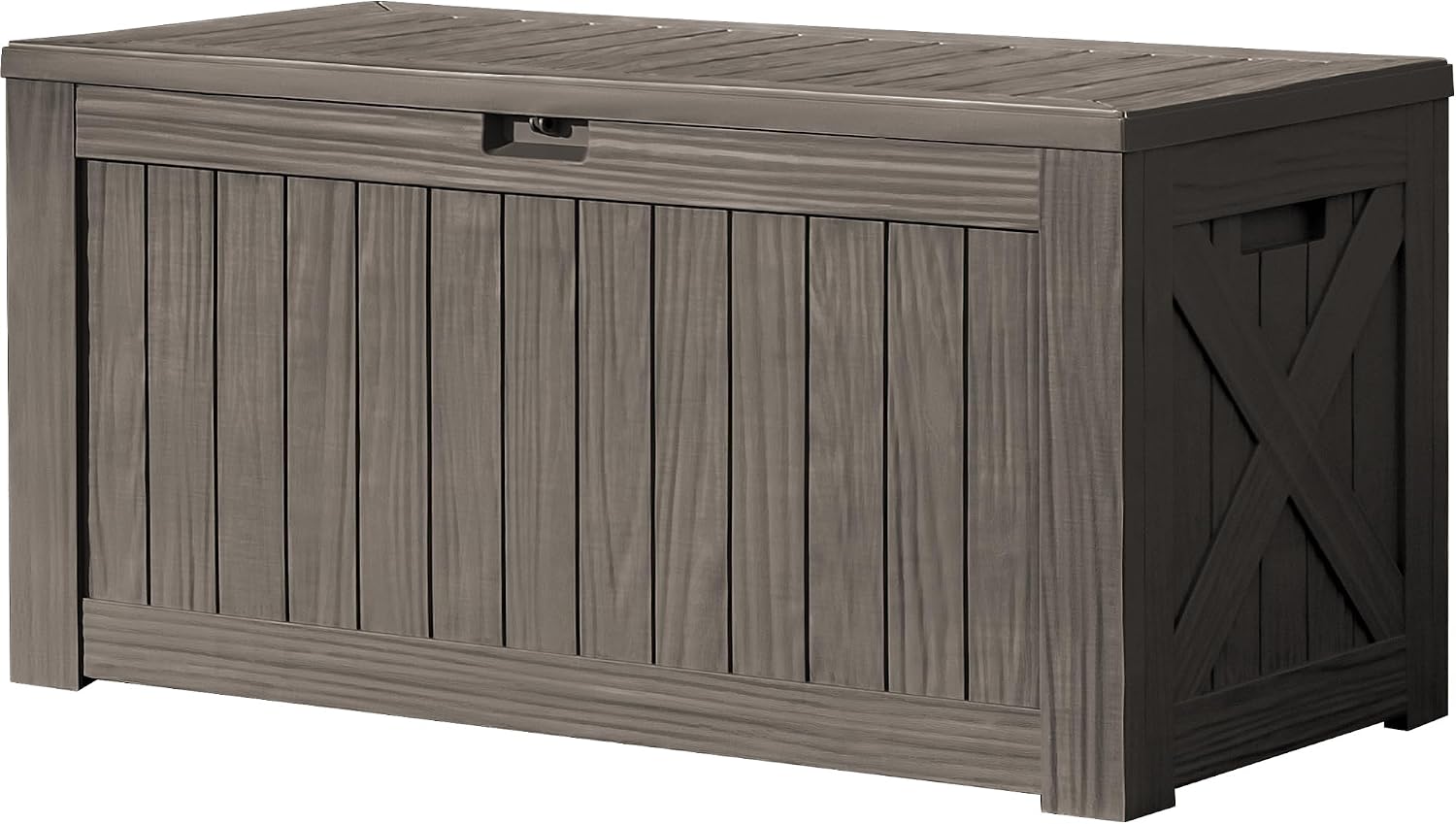 Outdoor Furniture Resin - 120ガロン大型デッキボックス屋外収納キャビネット 防水樹脂製収納ベンチ ロック可能 ヤードパティオオーガナイザー 芝生用クッション プールツール