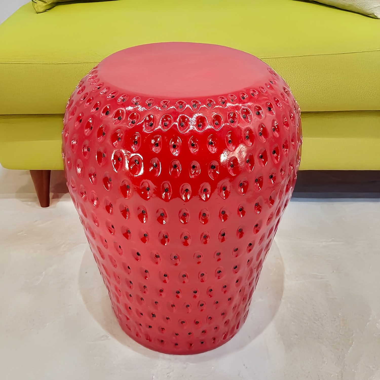 Outdoor Furniture Resin - ストロベリーフルーツスツール 13.4インチ特大樹脂製スツール ホームデコレーション プラントスタンド ガーデン 室内/屋外装飾