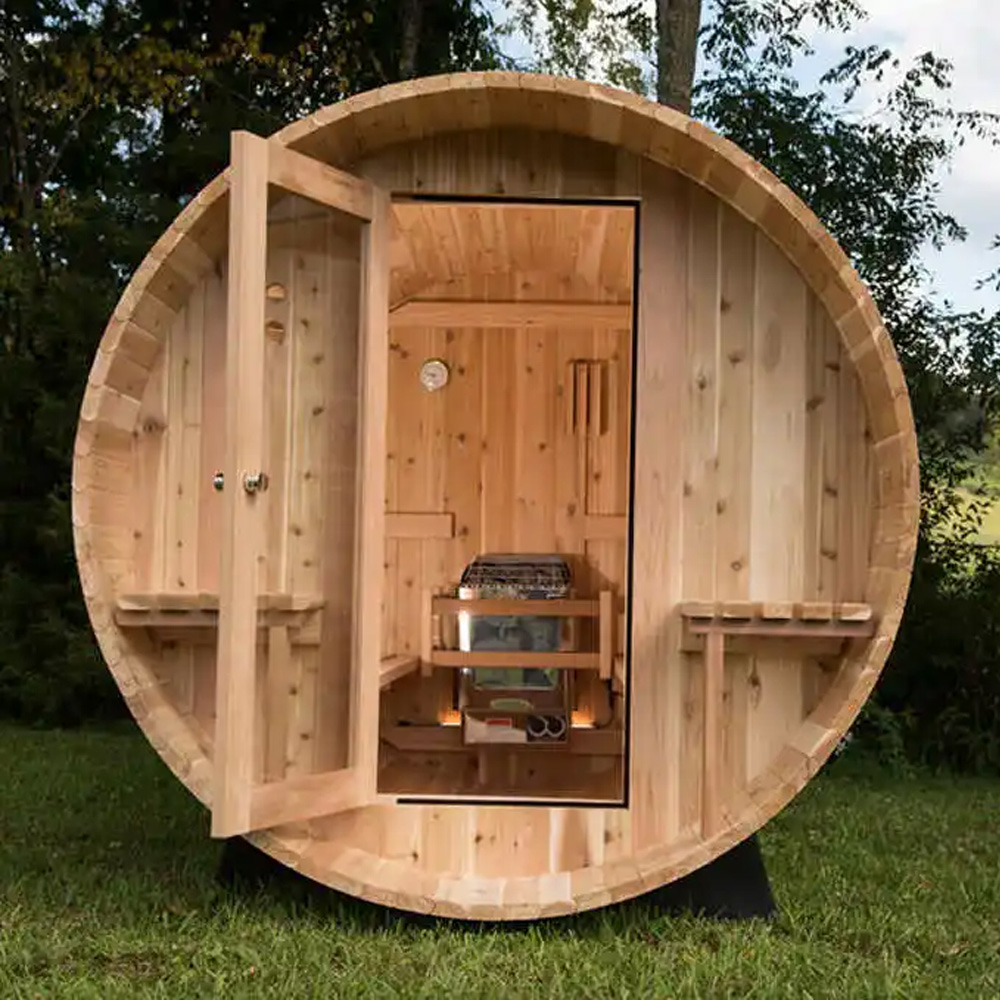 Outdoor Furniture Set - 屋外サウナ卸売 屋外4～6人用 カナダ産ヘムロックサウナ ドライ＆ウェットスチームバレルサウナ