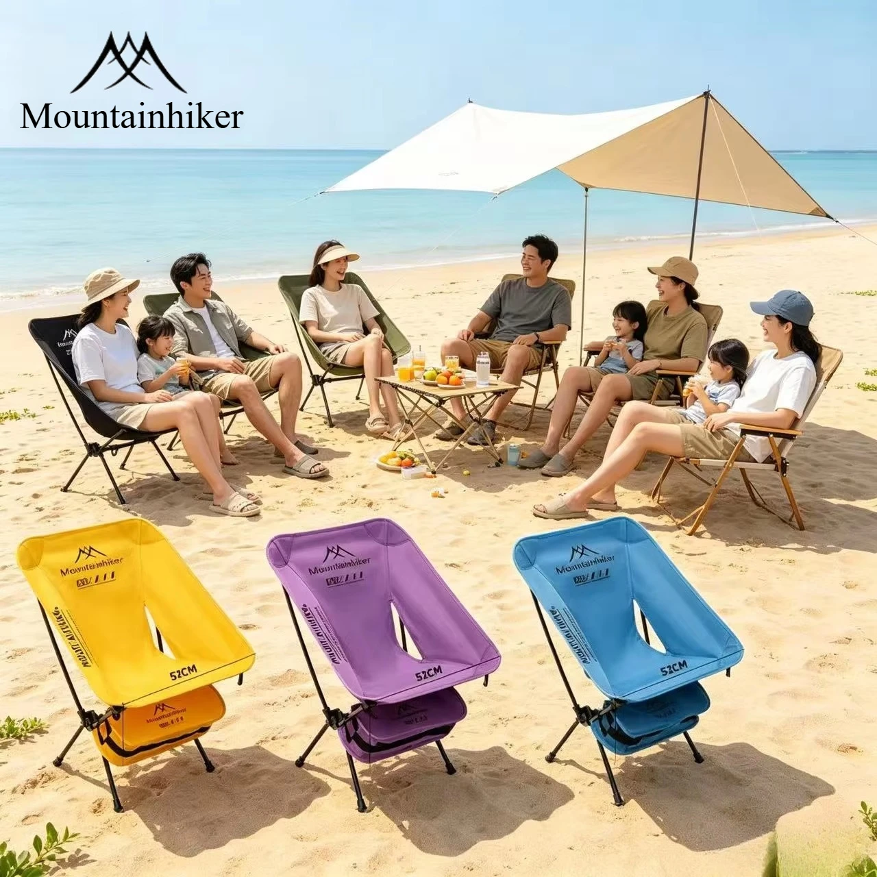 Outdoor Furniture Bench - 超軽量折りたたみムーンチェアアルミ合金アウトドアベンチ、キャンプ、ハイキング、釣り用（グリーン、ブラック、カーキ、イエロー、ブルー、パープル）