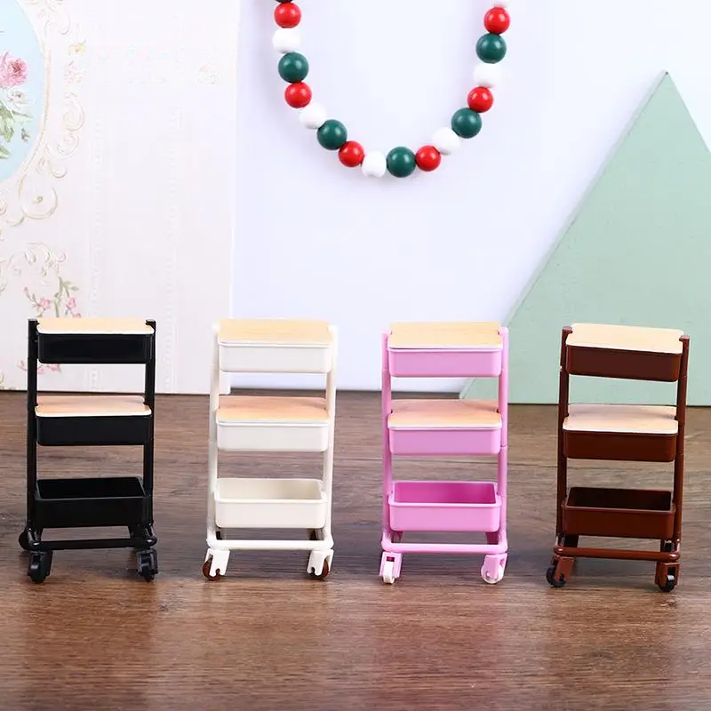 Outdoor Furniture Glides - 1:12 ドールハウスミニチュア 3 層トロリーダイニングカートホイール付き収納ディスプレイ棚本棚家具モデル装飾おもちゃ