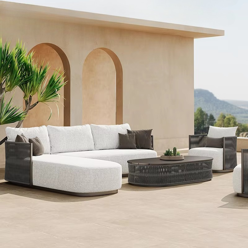 Outdoor Furniture L Shape - パティオセット ガーデン プール ロープ モダン ソファ