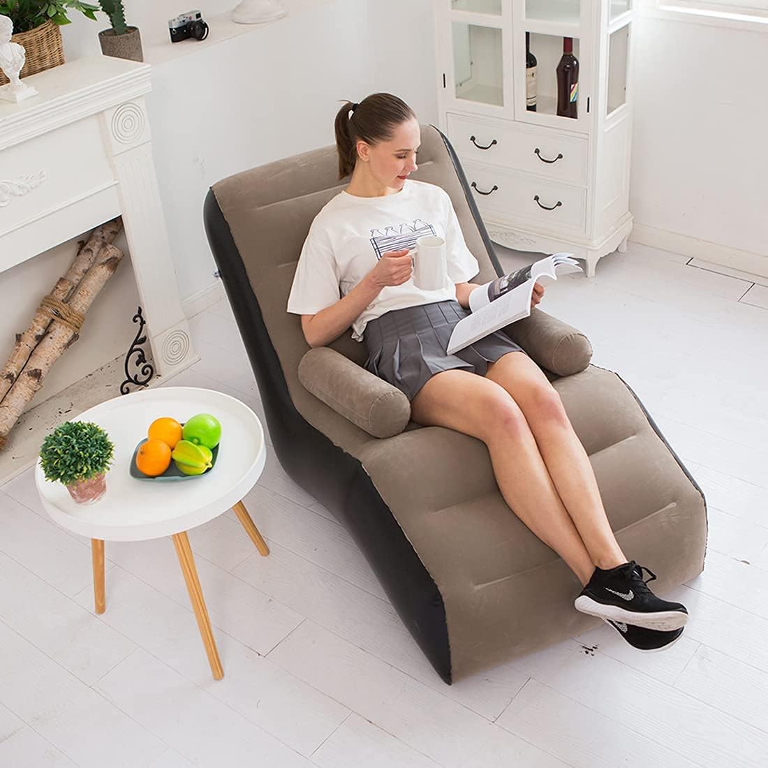 Outdoor Furniture Bench - 折りたたみレイジーソファ、インフレータブルラウンジチェア厚みのある耐久性のある折り目、レジャーベッド睡眠用のコンパクトなゲームラウンジャーエアベンチ