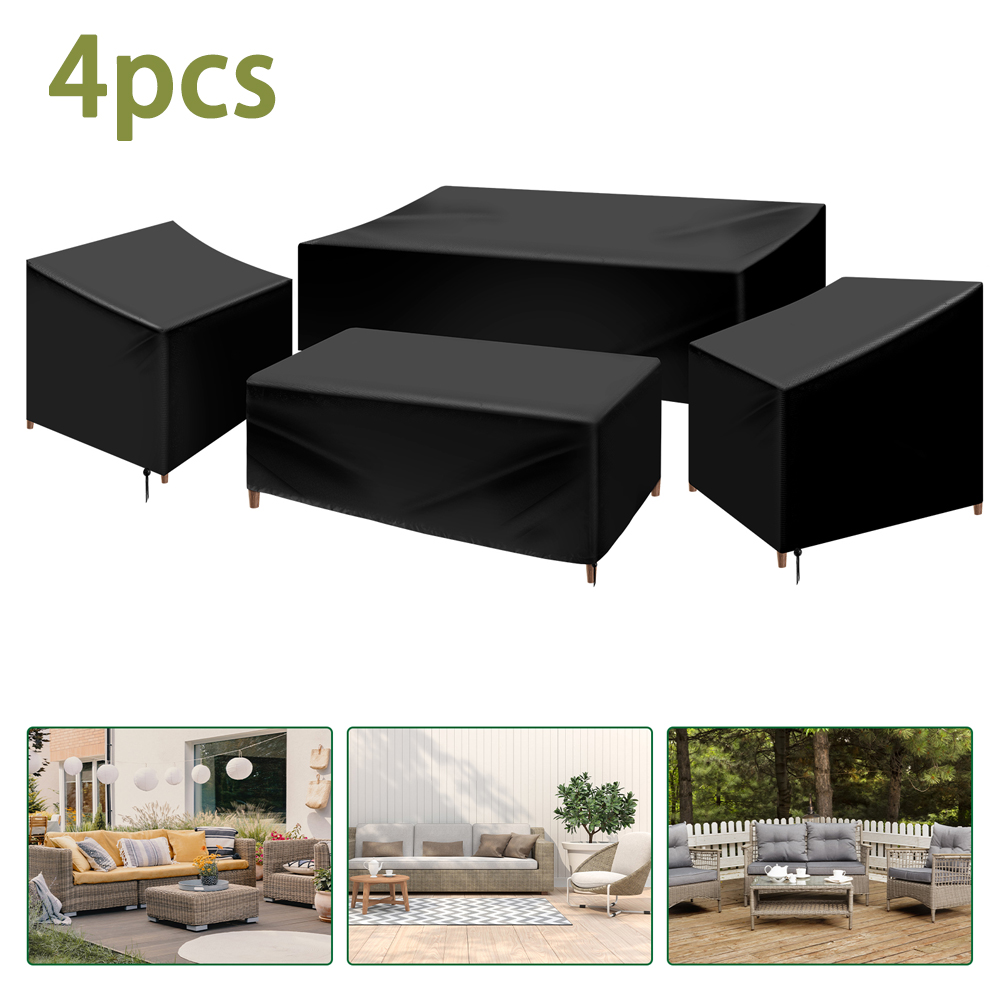 Outdoor Furniture Varnish - 巾着付きパティオ家具カバーセット,頑丈,防水,オックスフォード生地,屋外用,4個