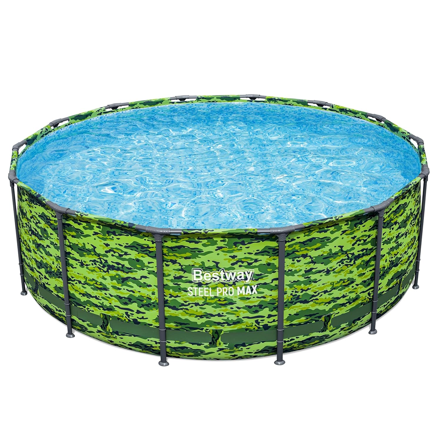 Inflatable Hot Tub - スチールプロマックス 14フィート x 48インチ カモフラージュ柄プールセット（ポンプと梯子付き） |