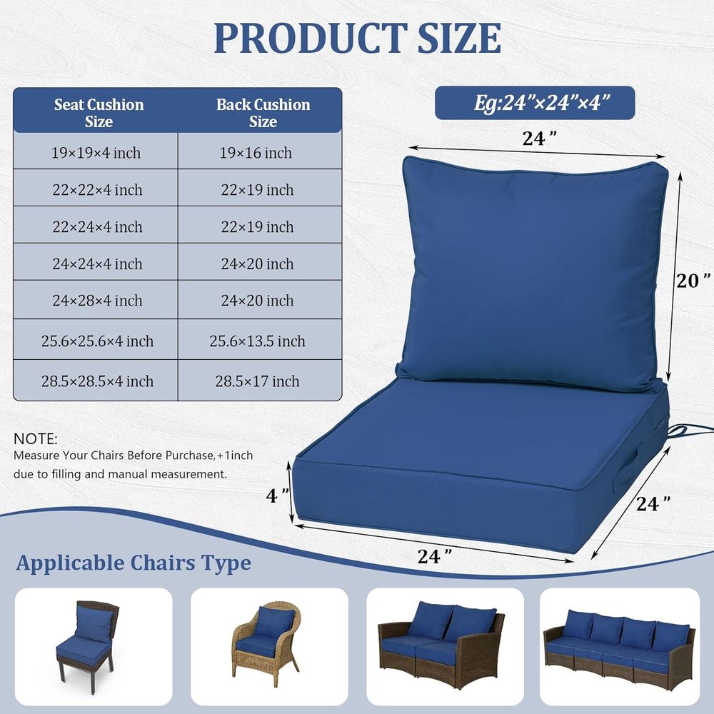 24x24インチの屋外用ディープシートクッション4個セット、 - Outdoor Furniture Set のレビューと価格