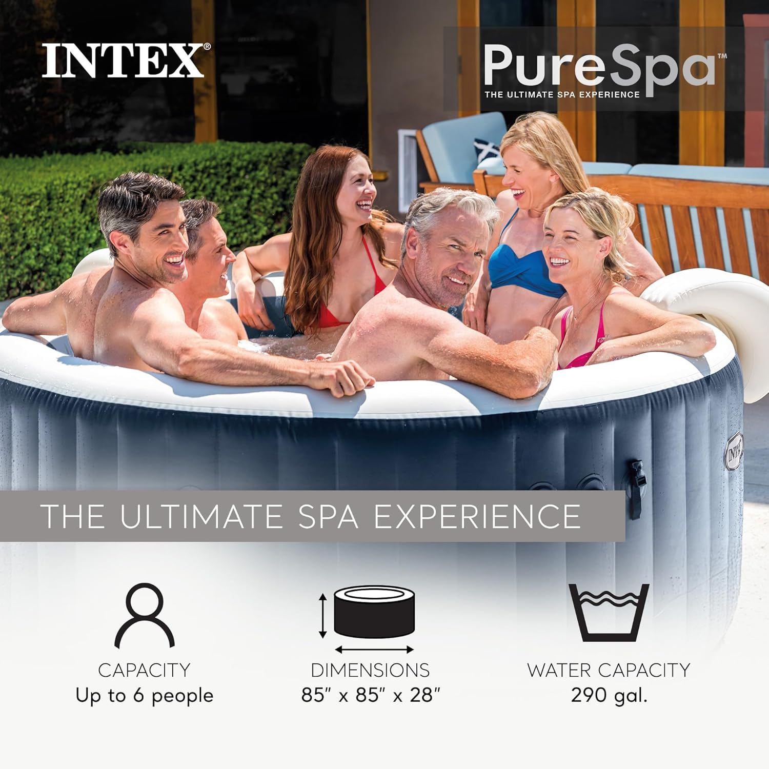 ピュアスパプラス 6人用 丸型 エアー注入式ホットタブ、バブ - Inflatable Hot Tub のレビューと価格