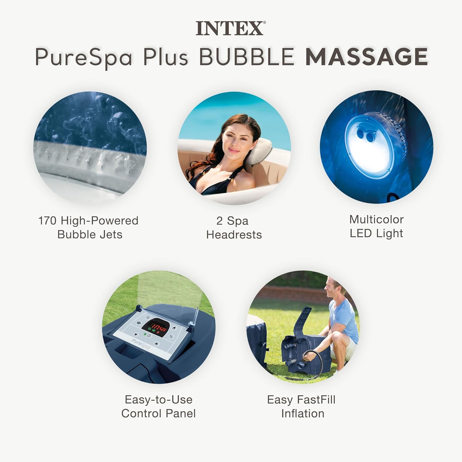 ピュアスパプラス 6人用 丸型 エアー注入式ホットタブ、バブ - Inflatable Hot Tub のレビューと価格