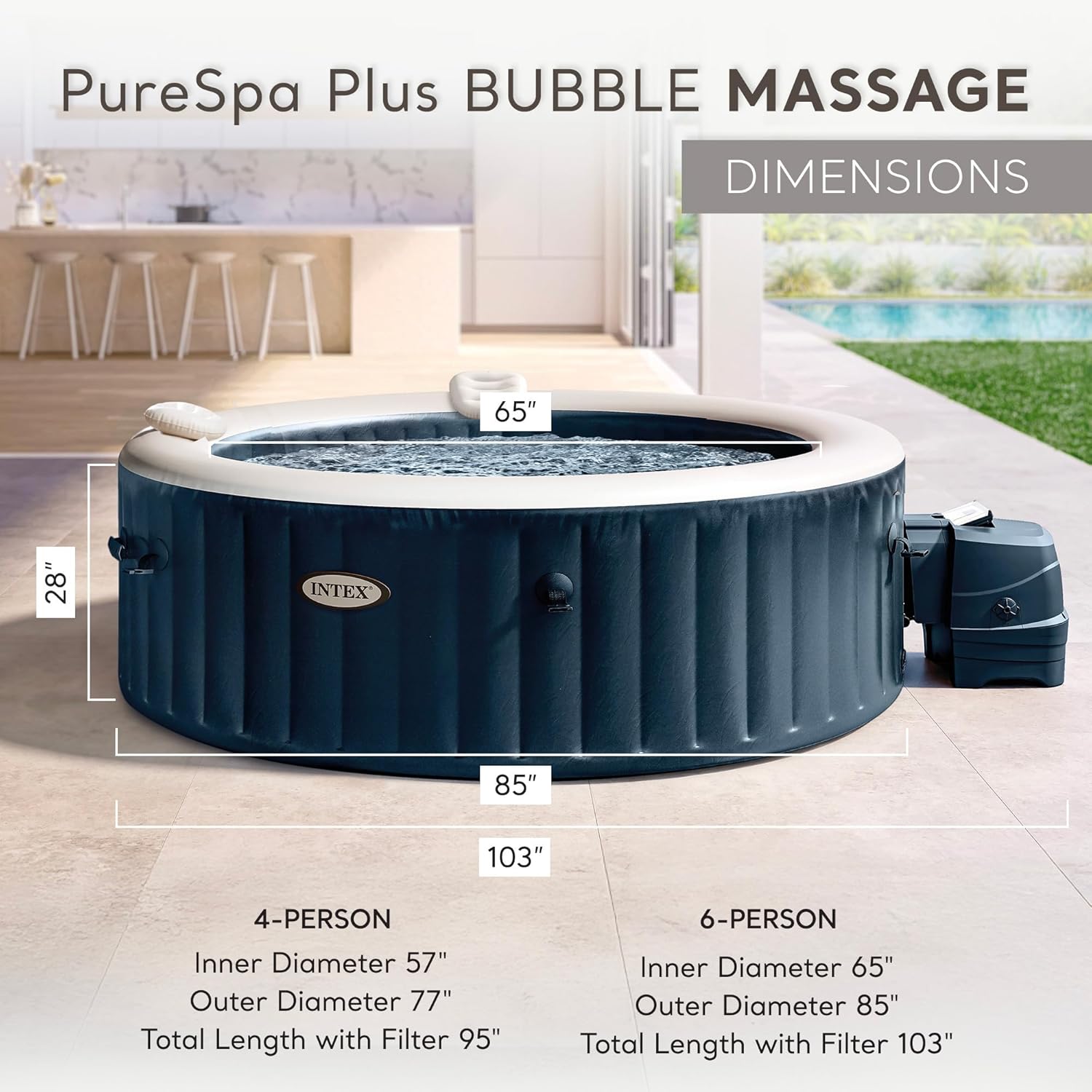 ピュアスパプラス 6人用 丸型 エアー注入式ホットタブ、バブ - Inflatable Hot Tub のレビューと価格