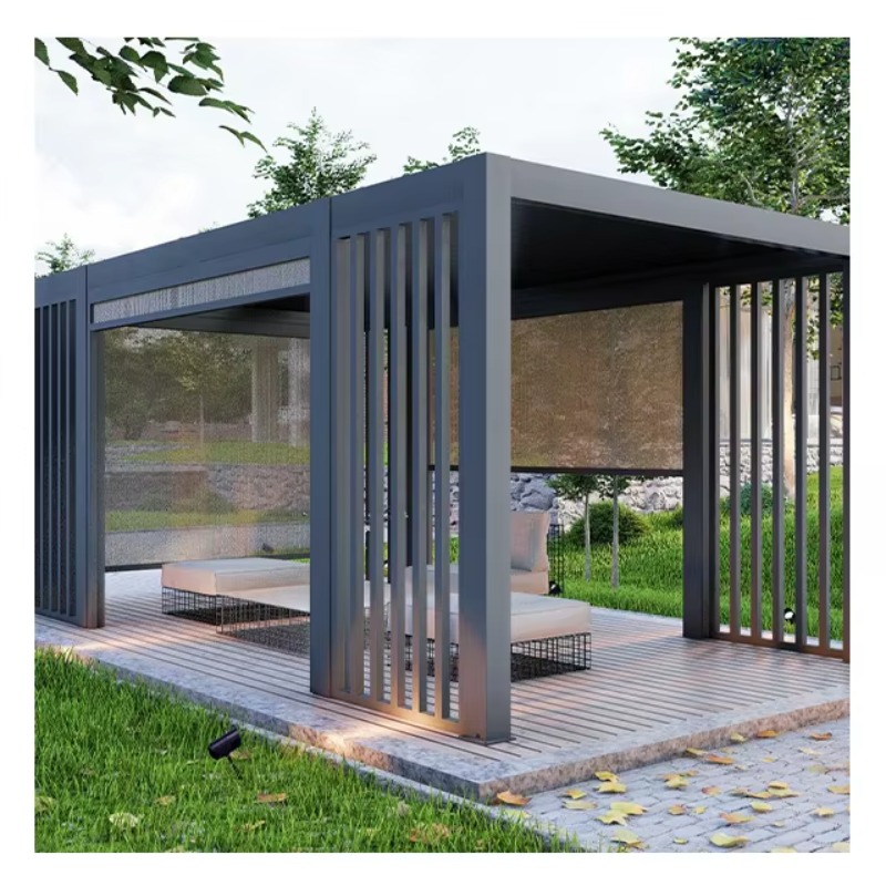 屋外電動格納式アルミ合金製調整可能バイオクライマティック簡単 - Outdoor Furniture Gazebo のレビューと価格