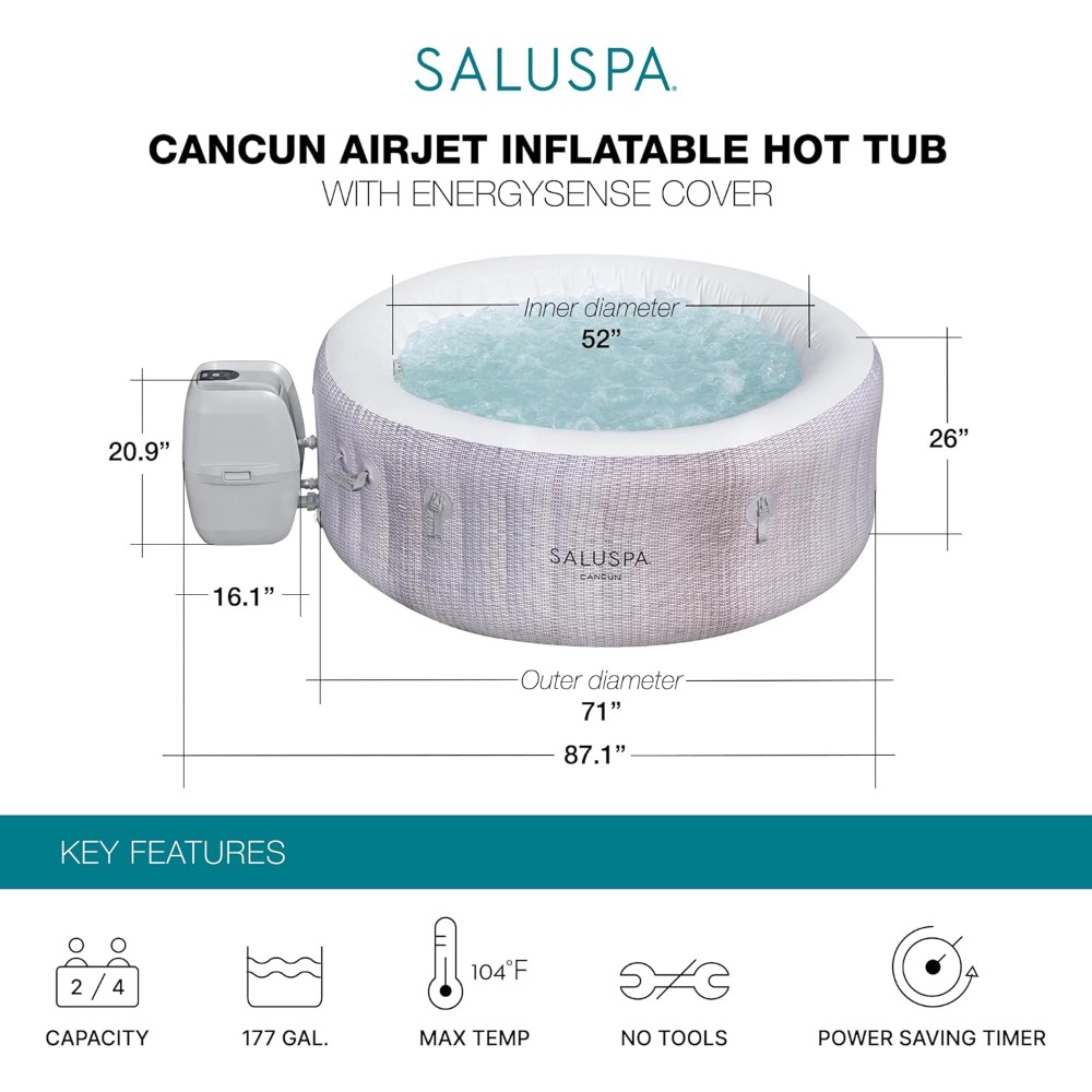 サルスパ カンクン 2～4人用 インフレータブルホットタブ、 - Inflatable Hot Tub のレビューと価格