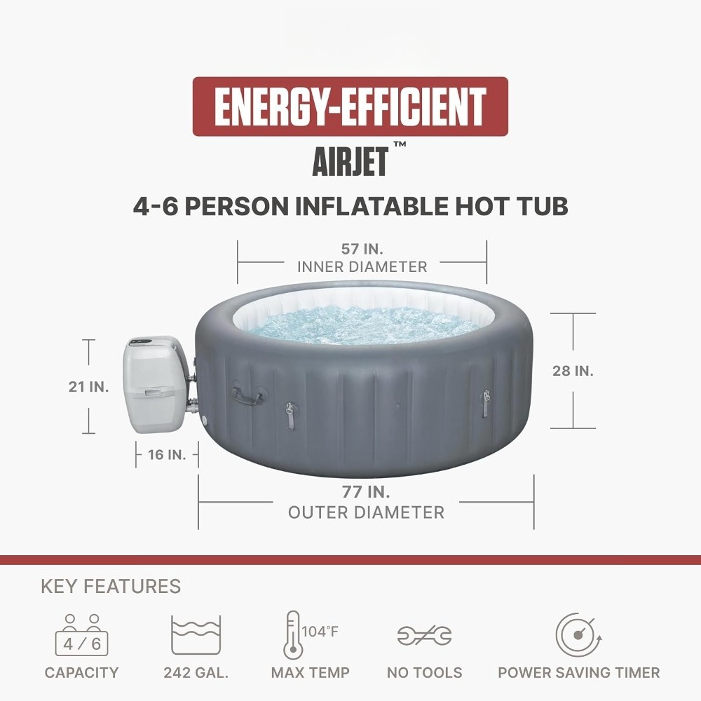 4～6人用省エネインフレータブルホットタブスパ、スマートポー - Inflatable Hot Tub のレビューと価格