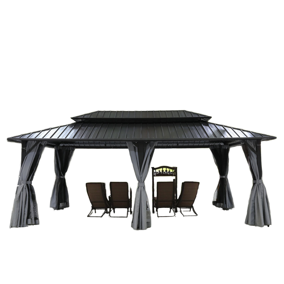屋外用アルミフレームキャノピー＆ガゼボパーゴラ、二重金属屋根 - Outdoor Furniture Gazebo のレビューと価格