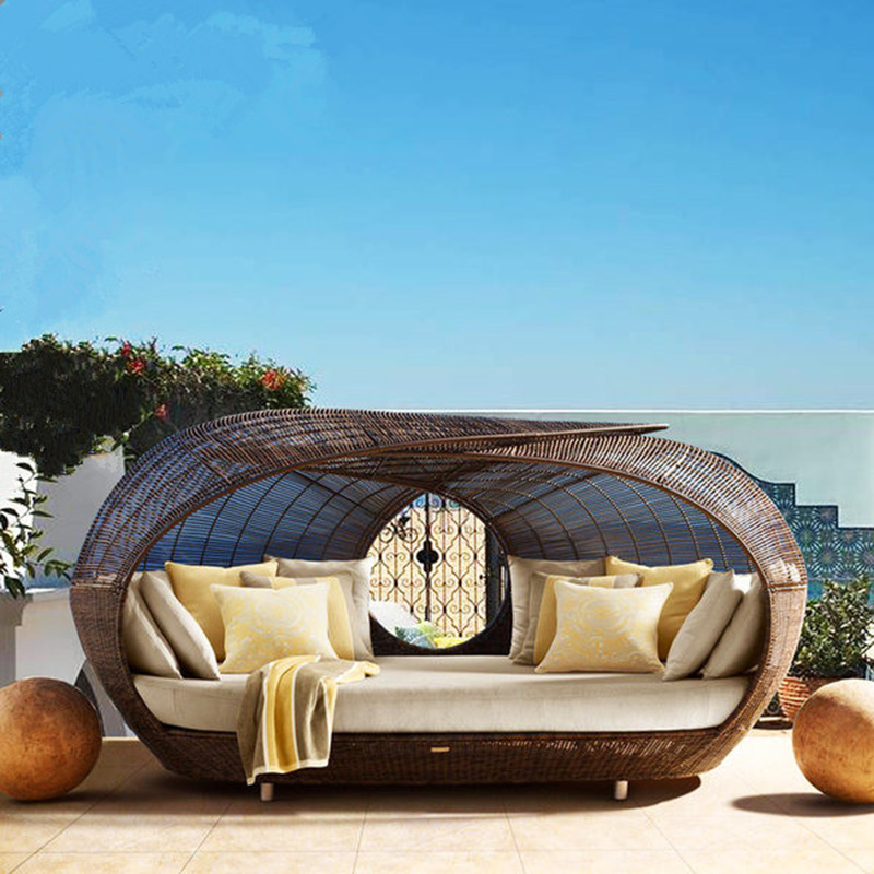 屋外用高品質ラタン製ハーフラウンドデイベッド、柔らかいクッシ - Outdoor Furniture Quality のレビューと価格