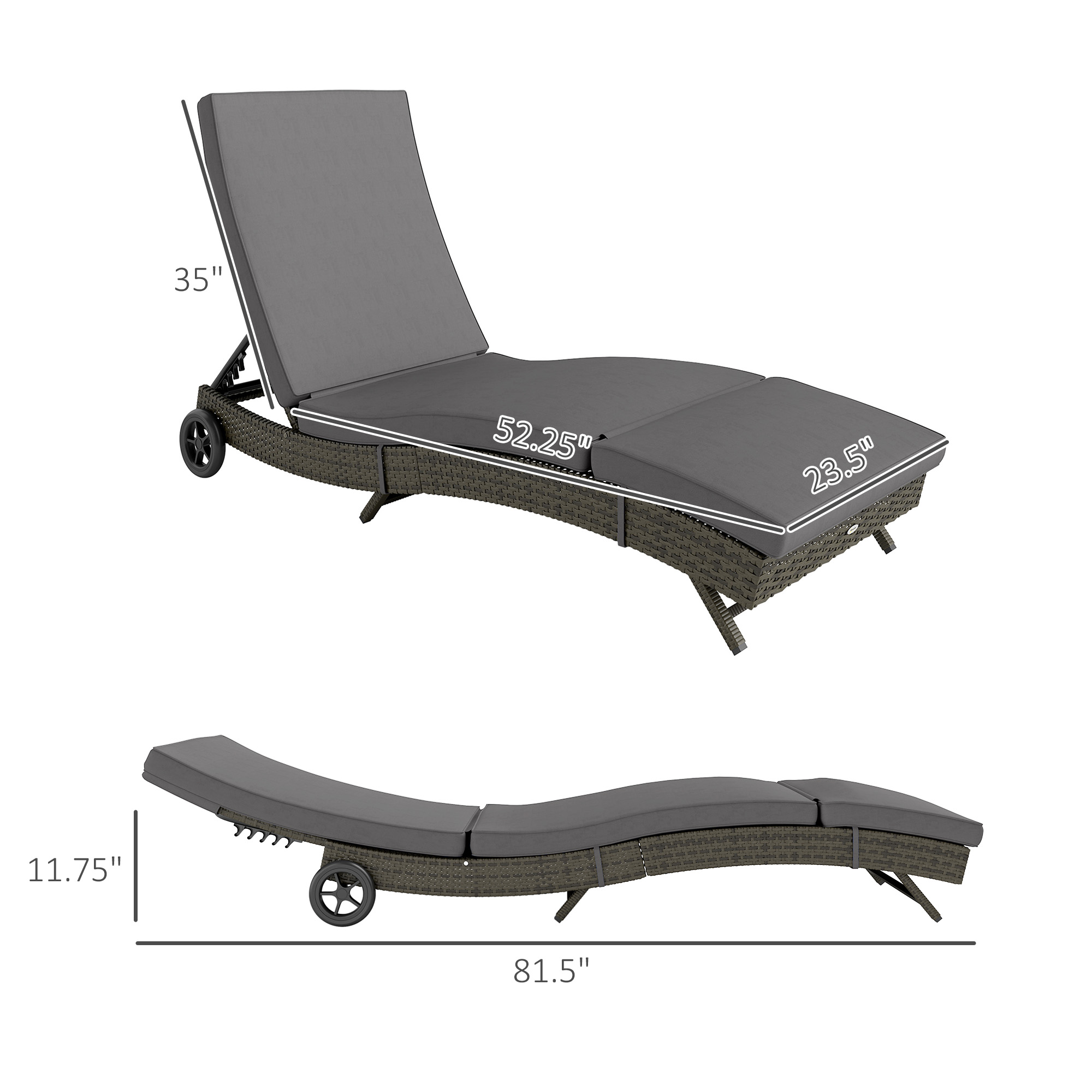 屋外用リクライニングラウンジチェア、PE製ウィッカー、キャス - Outdoor Furniture Glides のレビューと価格