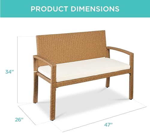 屋外ベンチ 2人用籐製ガーデンパティオベンチ 庭やポーチ用の - Outdoor Furniture Bench のレビューと価格