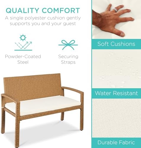 屋外ベンチ 2人用籐製ガーデンパティオベンチ 庭やポーチ用の - Outdoor Furniture Bench のレビューと価格