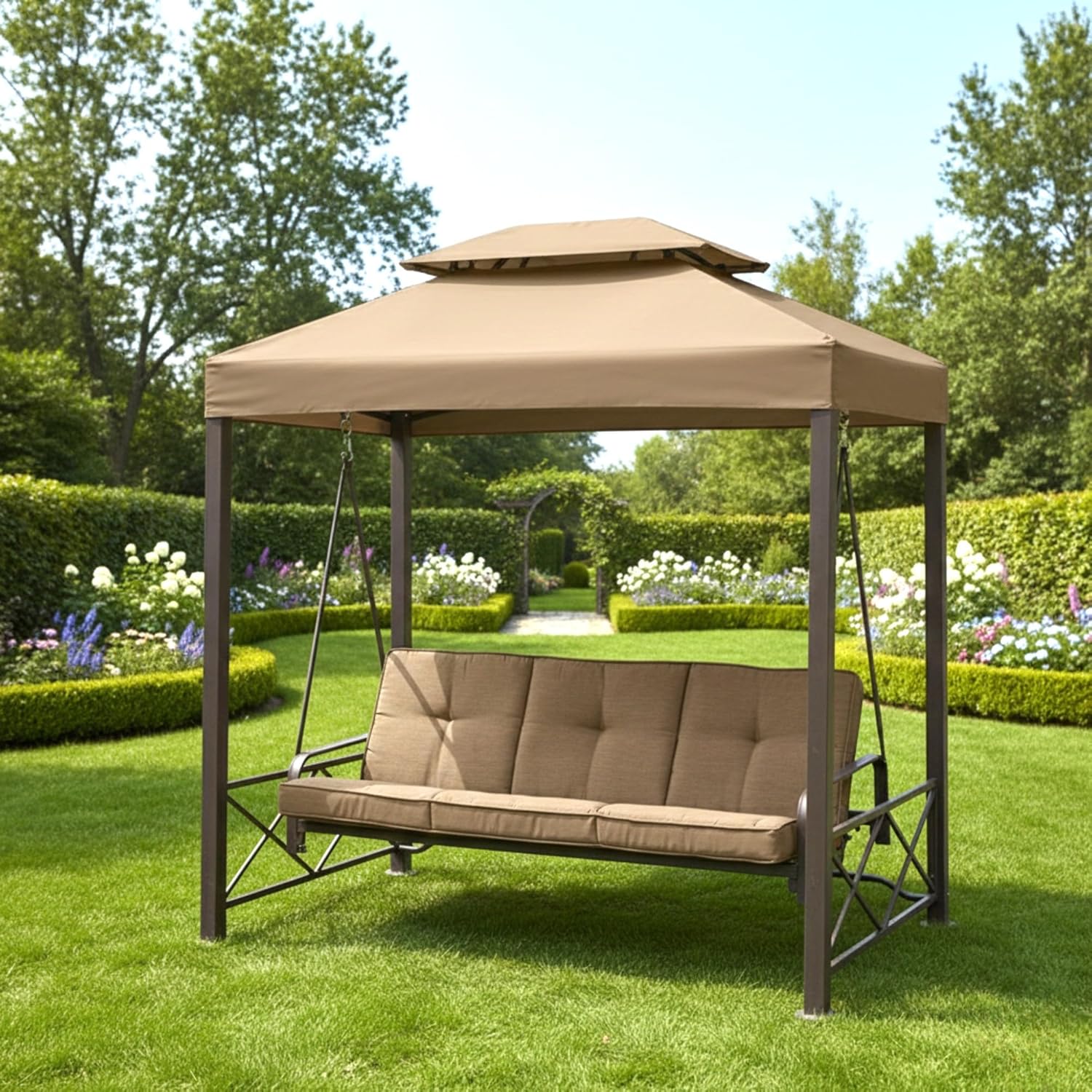 3人掛けスイングガゼボ用の耐久性のある交換用キャノピートップ - Outdoor Furniture Gazebo のレビューと価格