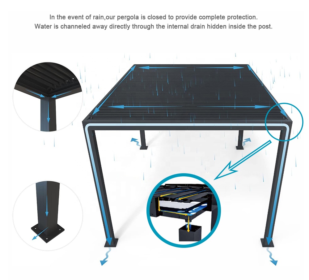 ルーバー付きアルミ製パーゴラ、調節可能なバイオクライマティッ - Outdoor Furniture Gazebo のレビューと価格