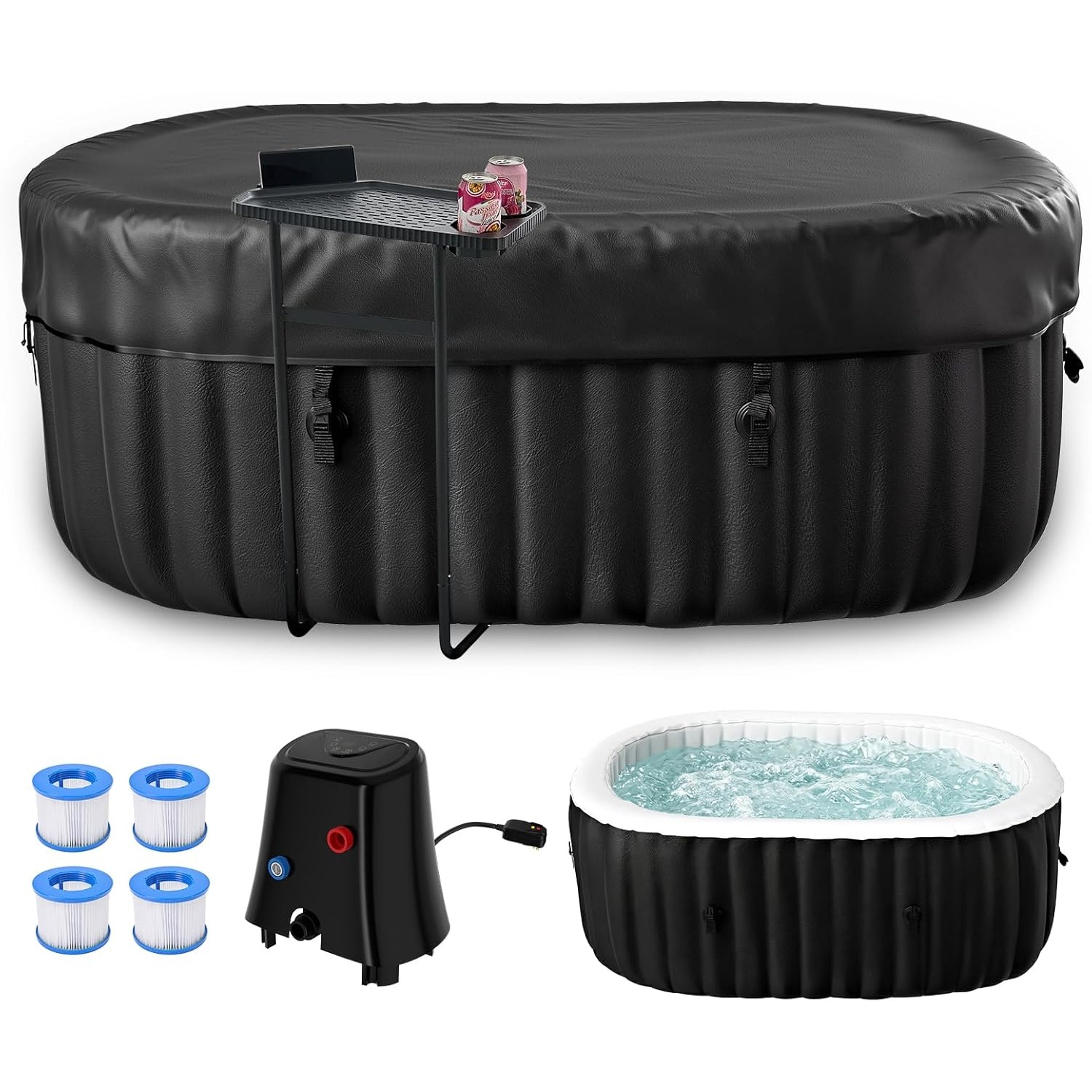 75×47×25インチの楕円形インフレータブルホットタブ、1 - Inflatable Hot Tub のレビューと価格