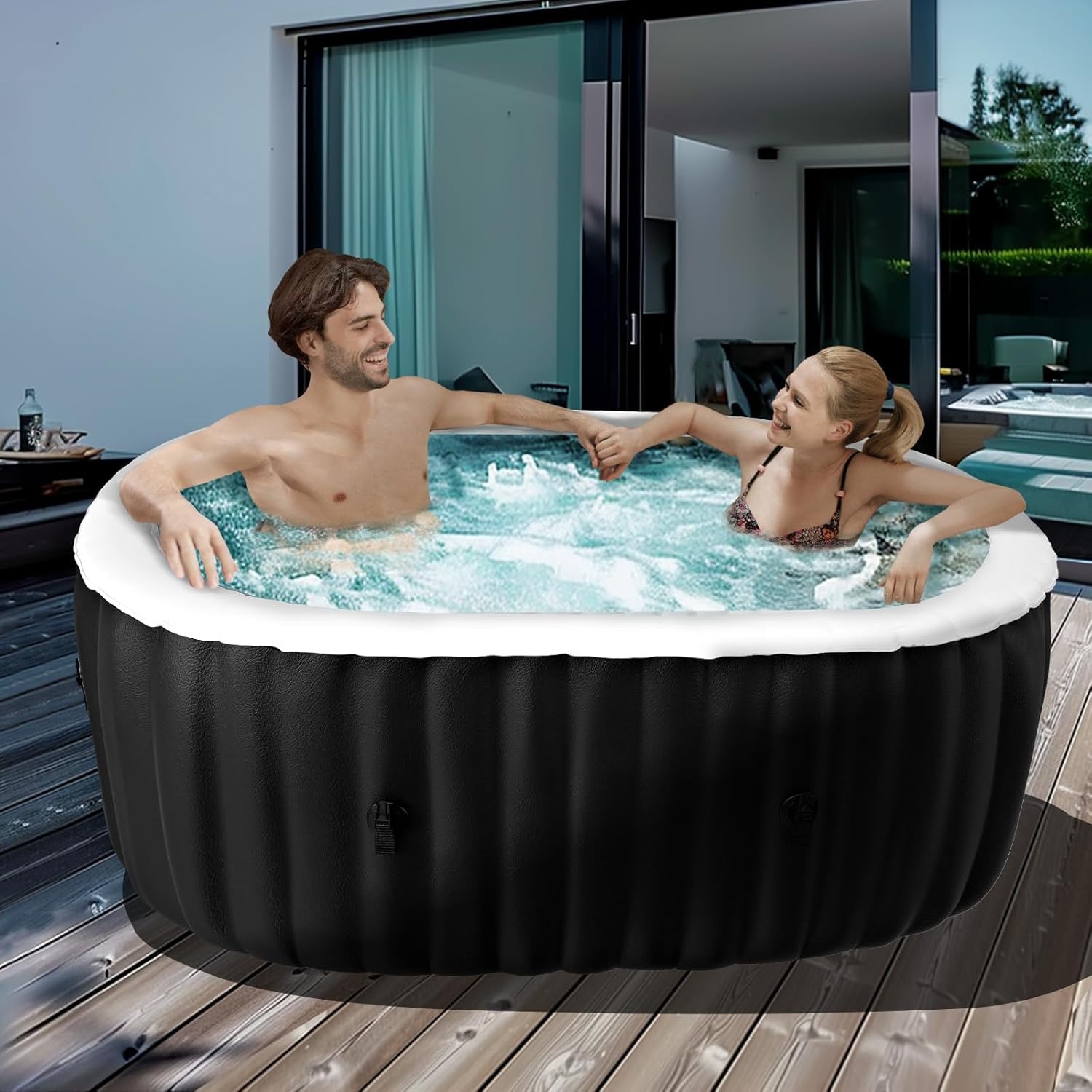 75×47×25インチの楕円形インフレータブルホットタブ、1 - Inflatable Hot Tub のレビューと価格