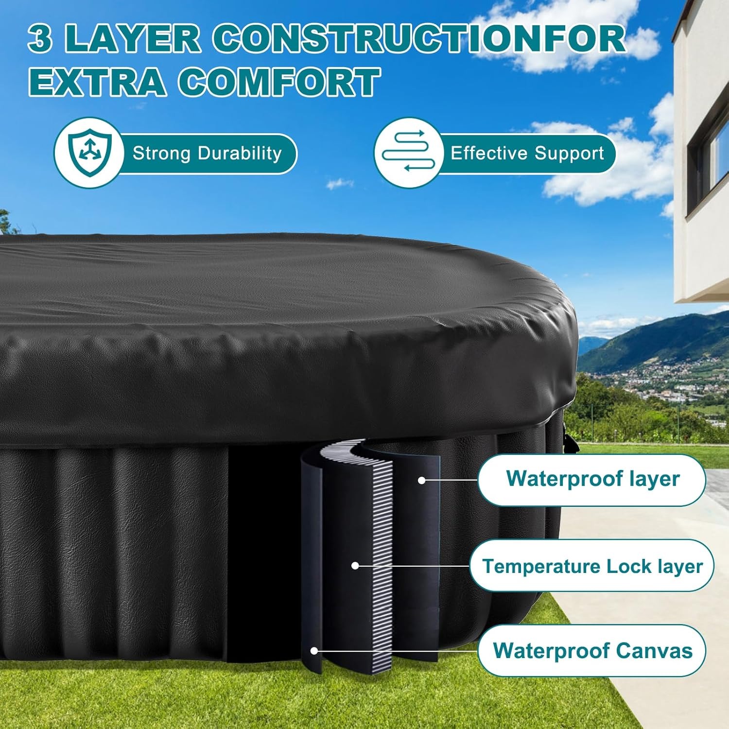 75×47×25インチの楕円形インフレータブルホットタブ、1 - Inflatable Hot Tub のレビューと価格