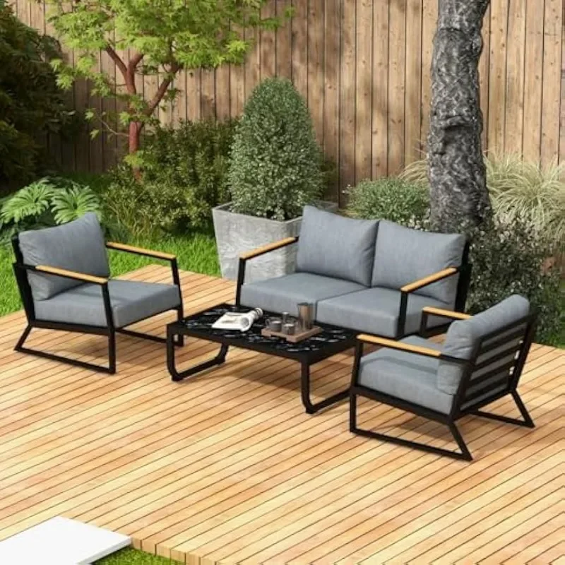 高品質メタルパティオ家具セット、モダンな屋外会話セット、ソフ - Outdoor Furniture Quality のレビューと価格