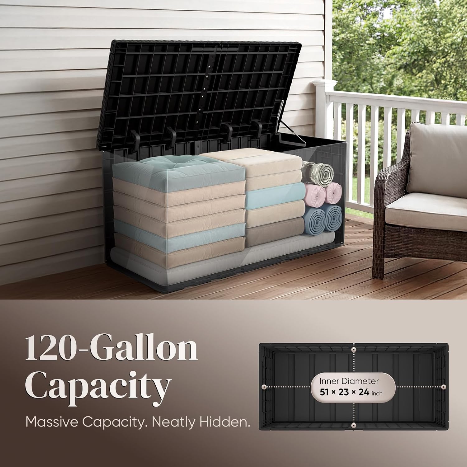 120ガロン大型屋外収納ボックス、耐候性樹脂構造、ロック可能 - Outdoor Furniture Resin のレビューと価格