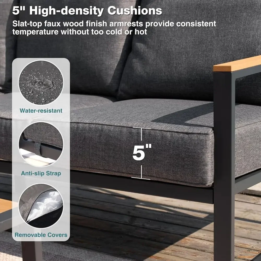 6ピース屋外用セクショナルソファセット、サイドテーブル付き、 - Outdoor Furniture L Shape のレビューと価格