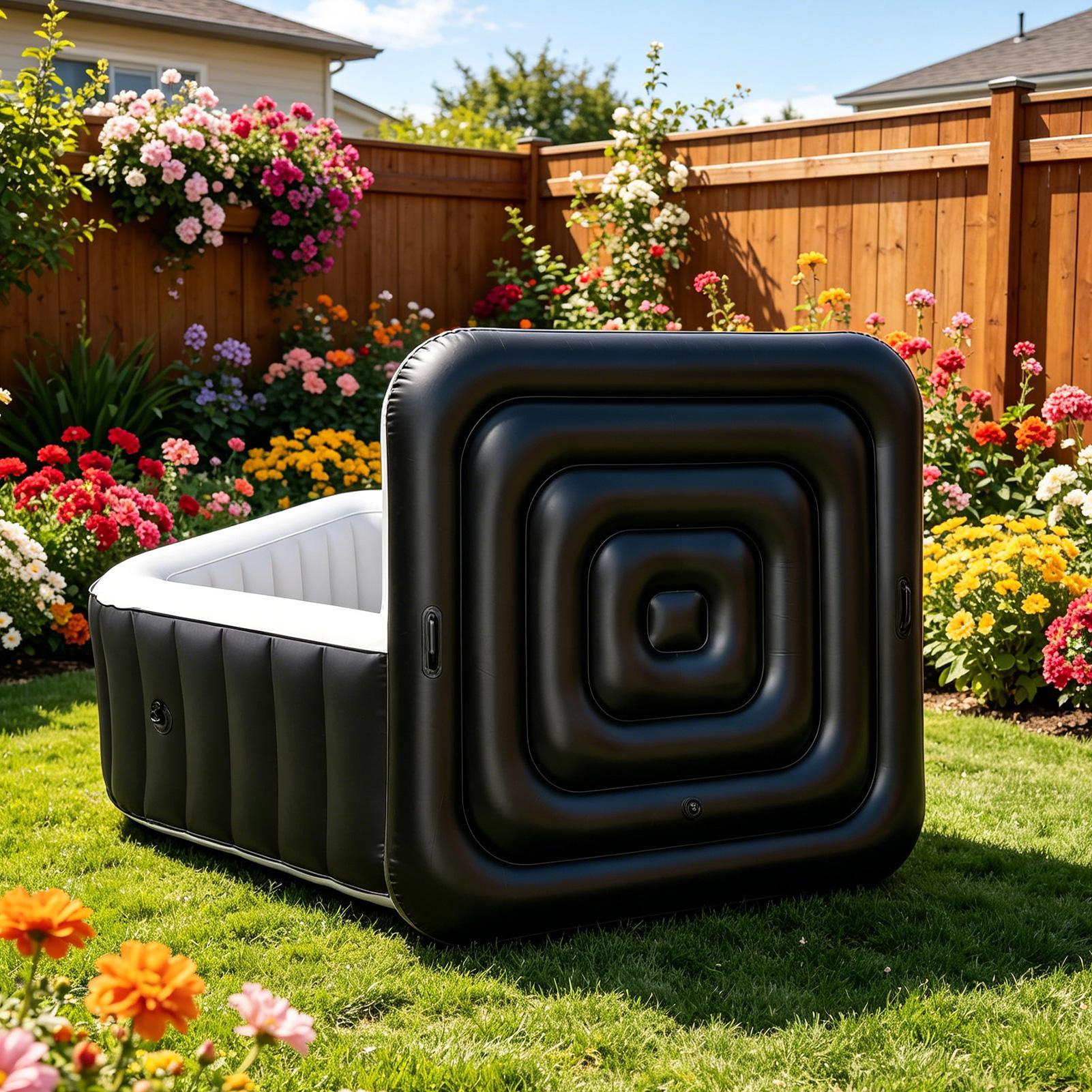 インフレータブル浴槽カバー省エネ軽量保温ポータブル蓋正方形ホ - Inflatable Hot Tub のレビューと価格