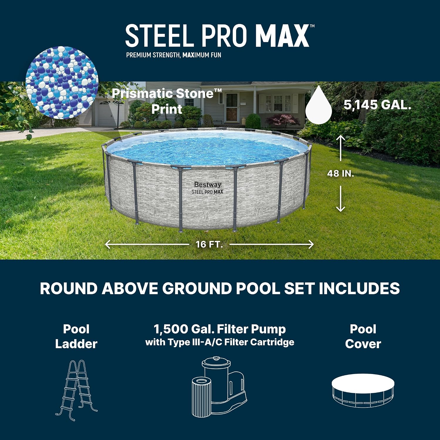 スチールプロマックス地上設置型プールセット（16フィート×4 - Inflatable Hot Tub のレビューと価格