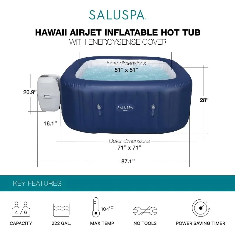 サルスパ エアジェット 4～6人用 インフレータブルホットタ - Inflatable Hot Tub のレビューと価格