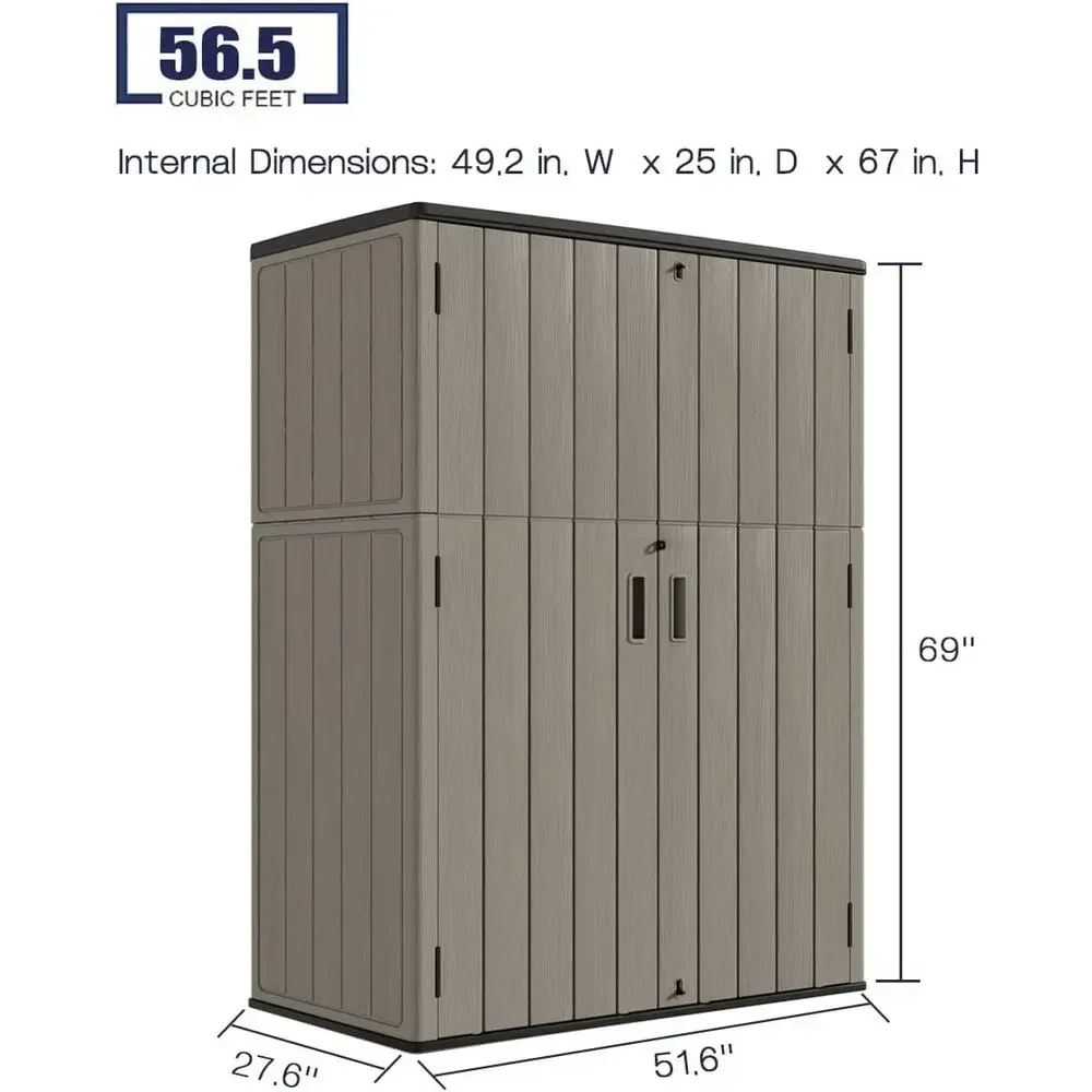 ブラウンの耐候性屋外収納キャビネット、57立方フィート。 樹 - Outdoor Furniture Resin のレビューと価格