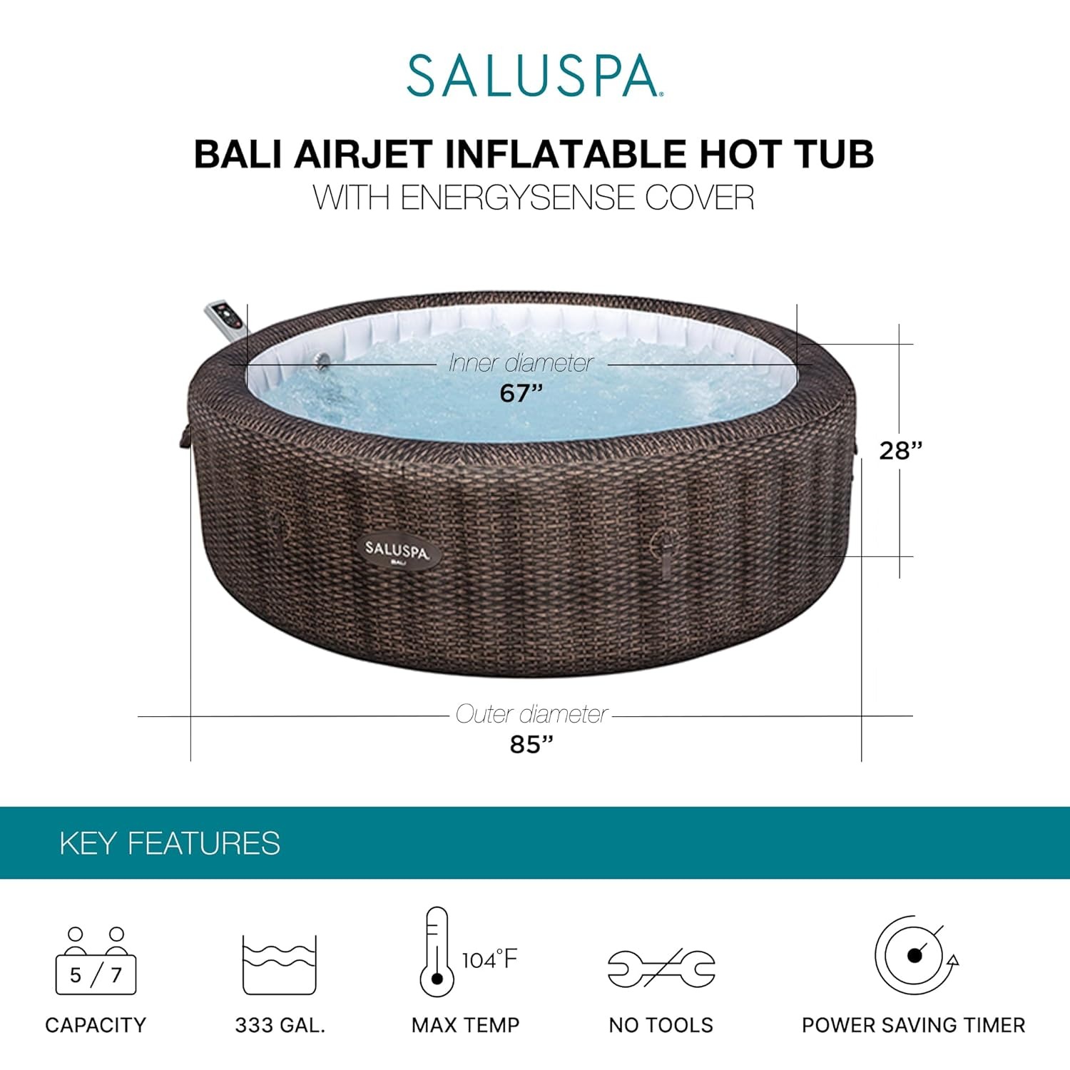 丸型エアジェット付きインフレータブルホットタブ 180エアジ - Inflatable Hot Tub のレビューと価格