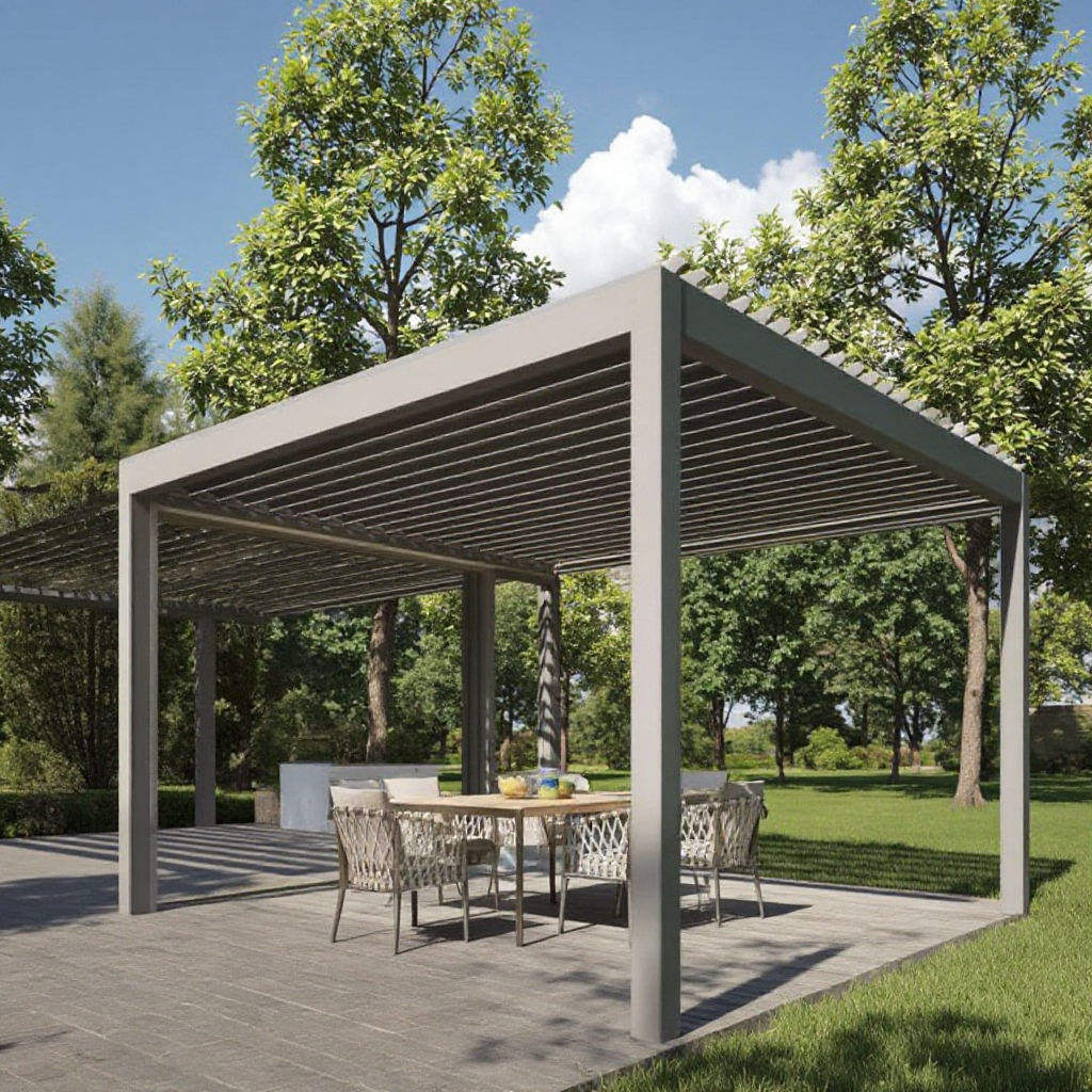 屋外用防錆ヘビーデューティーパビリオン（LEDライトと調整可 - Outdoor Furniture Gazebo のレビューと価格