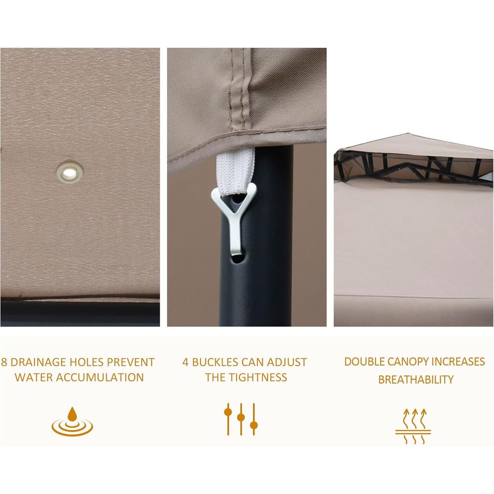 9.6フィート x 9.6フィートのパティオガゼボ、2層屋根 - Outdoor Furniture Gazebo のレビューと価格