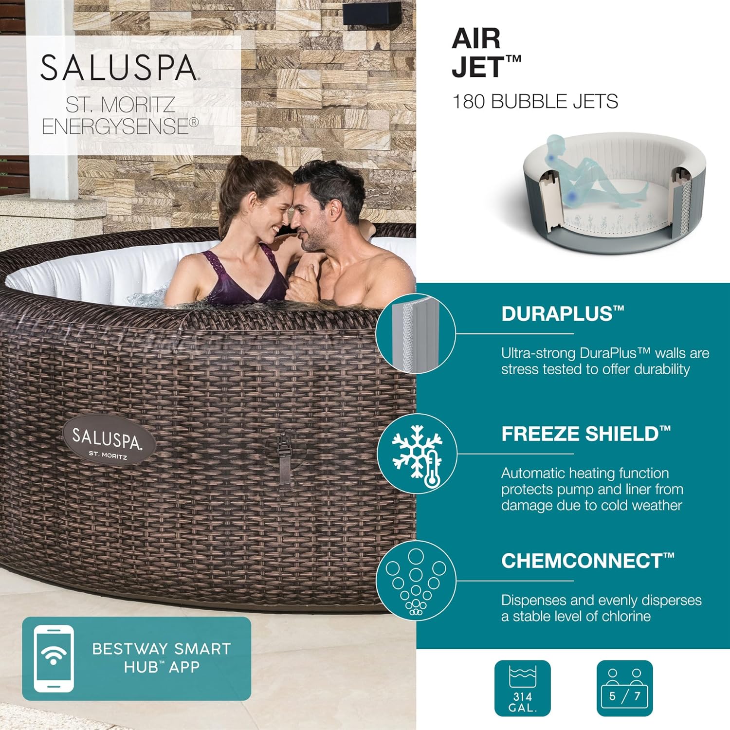サルスパ セントモリッツ 5～7人用 インフレータブルホット - Inflatable Hot Tub のレビューと価格