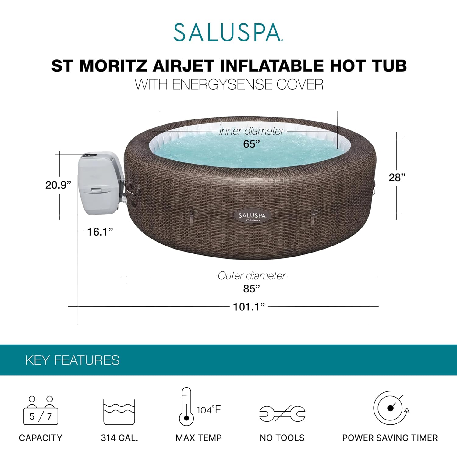 サルスパ セントモリッツ 5～7人用 インフレータブルホット - Inflatable Hot Tub のレビューと価格