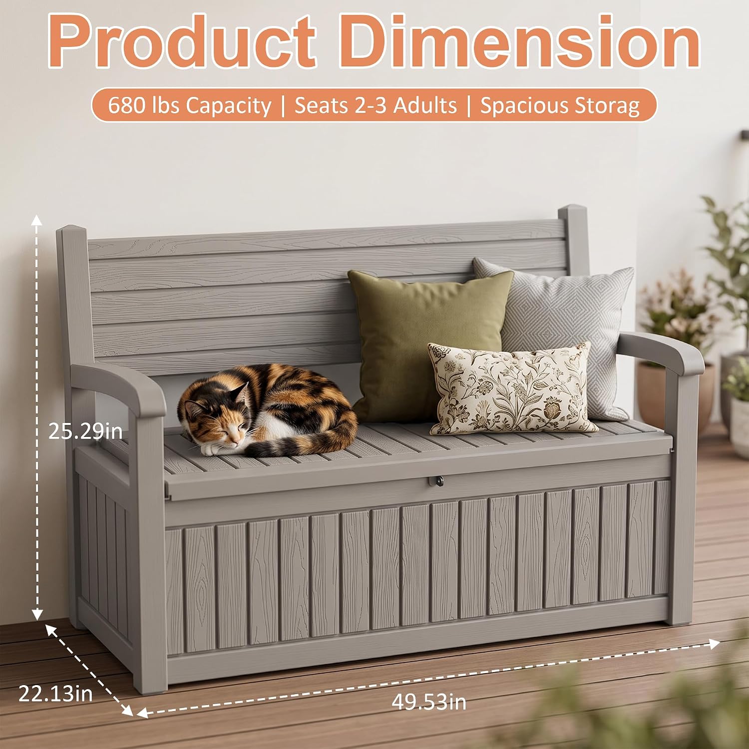 100ガロン屋外収納ベンチデッキボックス防水樹脂製ロック付き - Outdoor Furniture Resin のレビューと価格