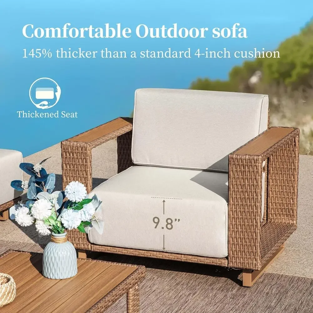 L字型屋外用セクショナルソファ、厚いクッション10個付き、芝 - Outdoor Furniture L Shape のレビューと価格
