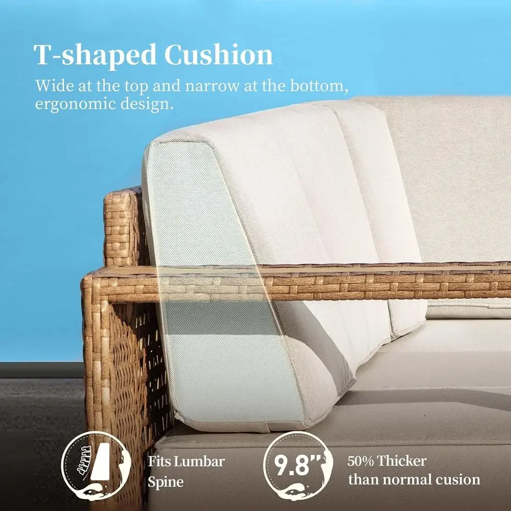 L字型屋外用セクショナルソファ、厚いクッション10個付き、芝 - Outdoor Furniture L Shape のレビューと価格