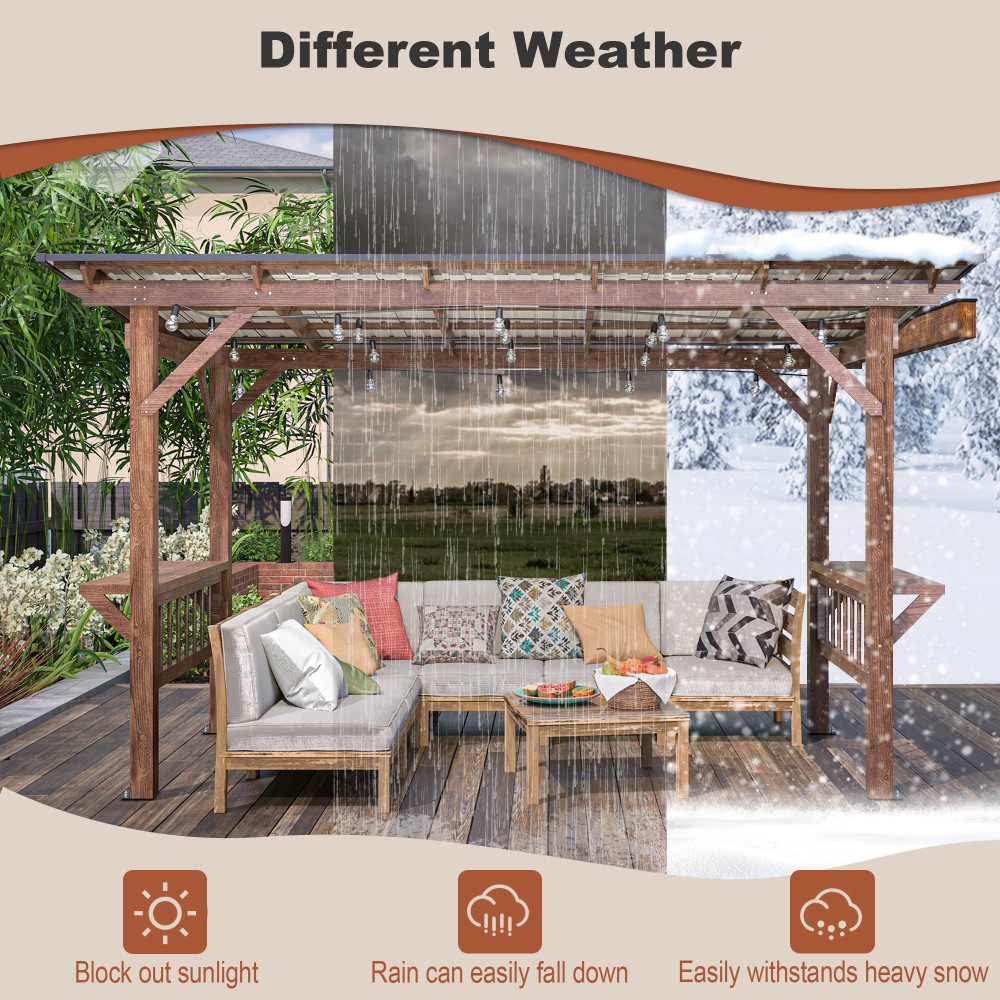 13フィート x 6.5フィートのモダンな木製パーゴラグリル - Outdoor Furniture Gazebo のレビューと価格