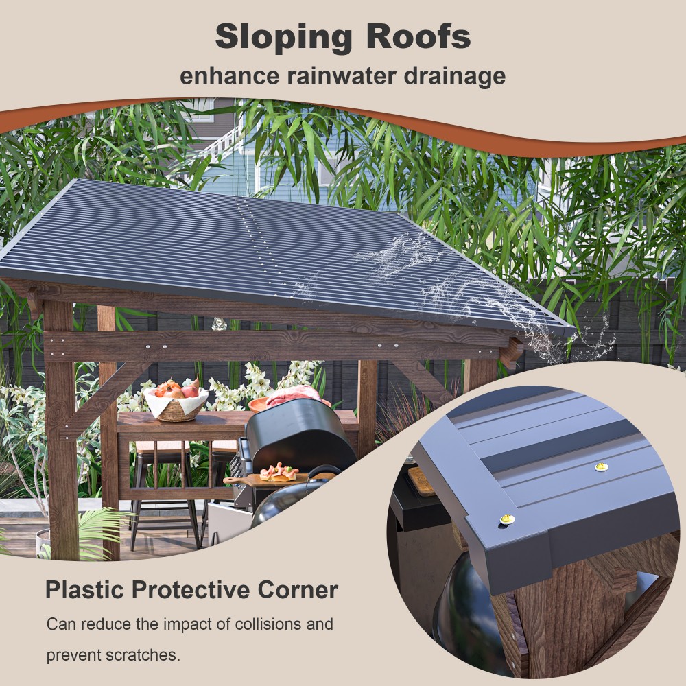 13フィート x 6.5フィートのモダンな木製パーゴラグリル - Outdoor Furniture Gazebo のレビューと価格