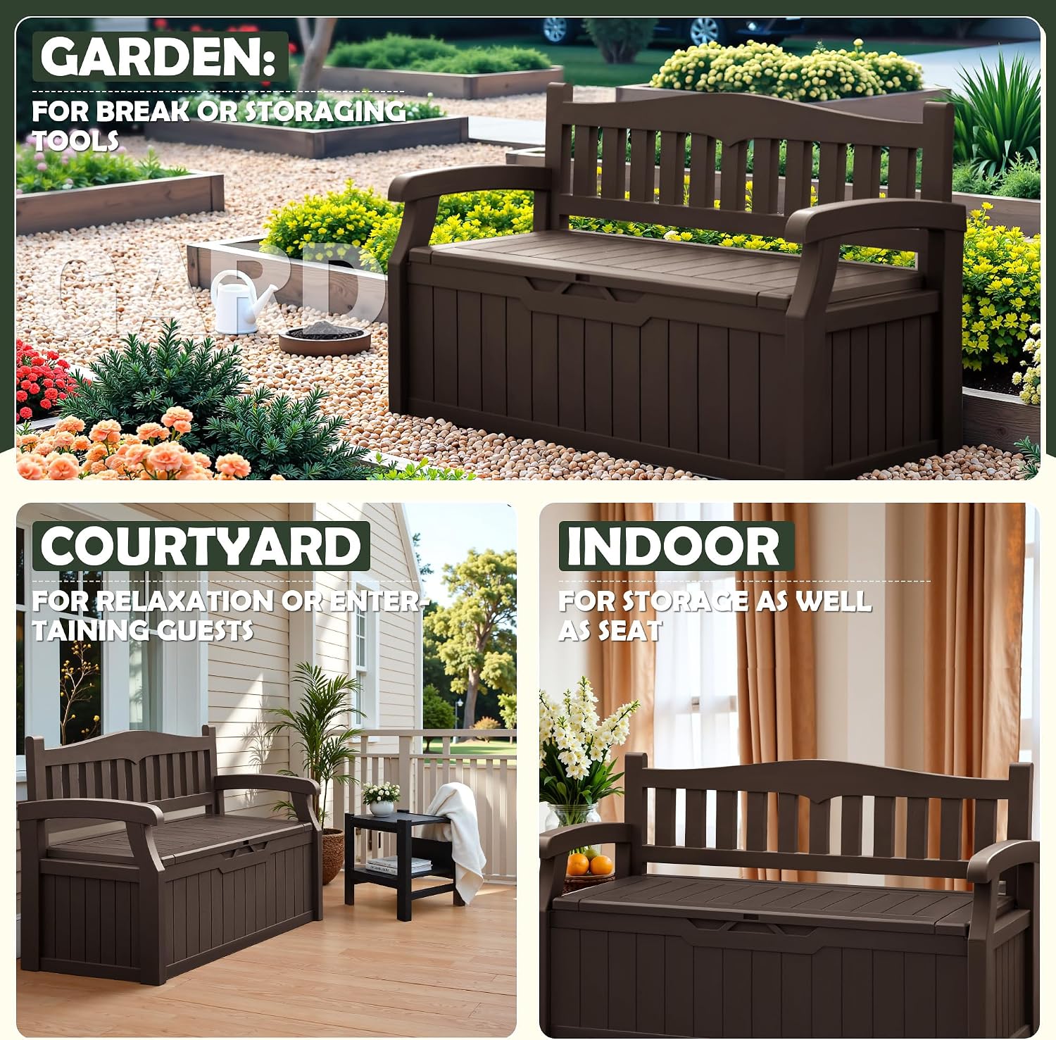 屋外収納ベンチ 80ガロン樹脂製デッキボックス パティオ家具 - Outdoor Furniture Resin のレビューと価格