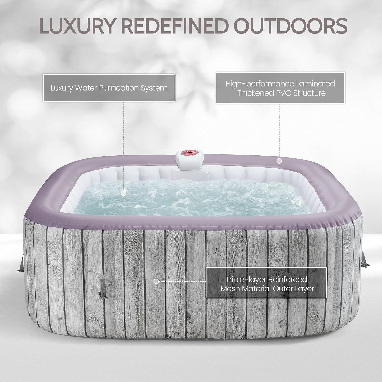インフレータブルスクエアホットタブスパセット、屋外バブルマッ - Inflatable Hot Tub のレビューと価格